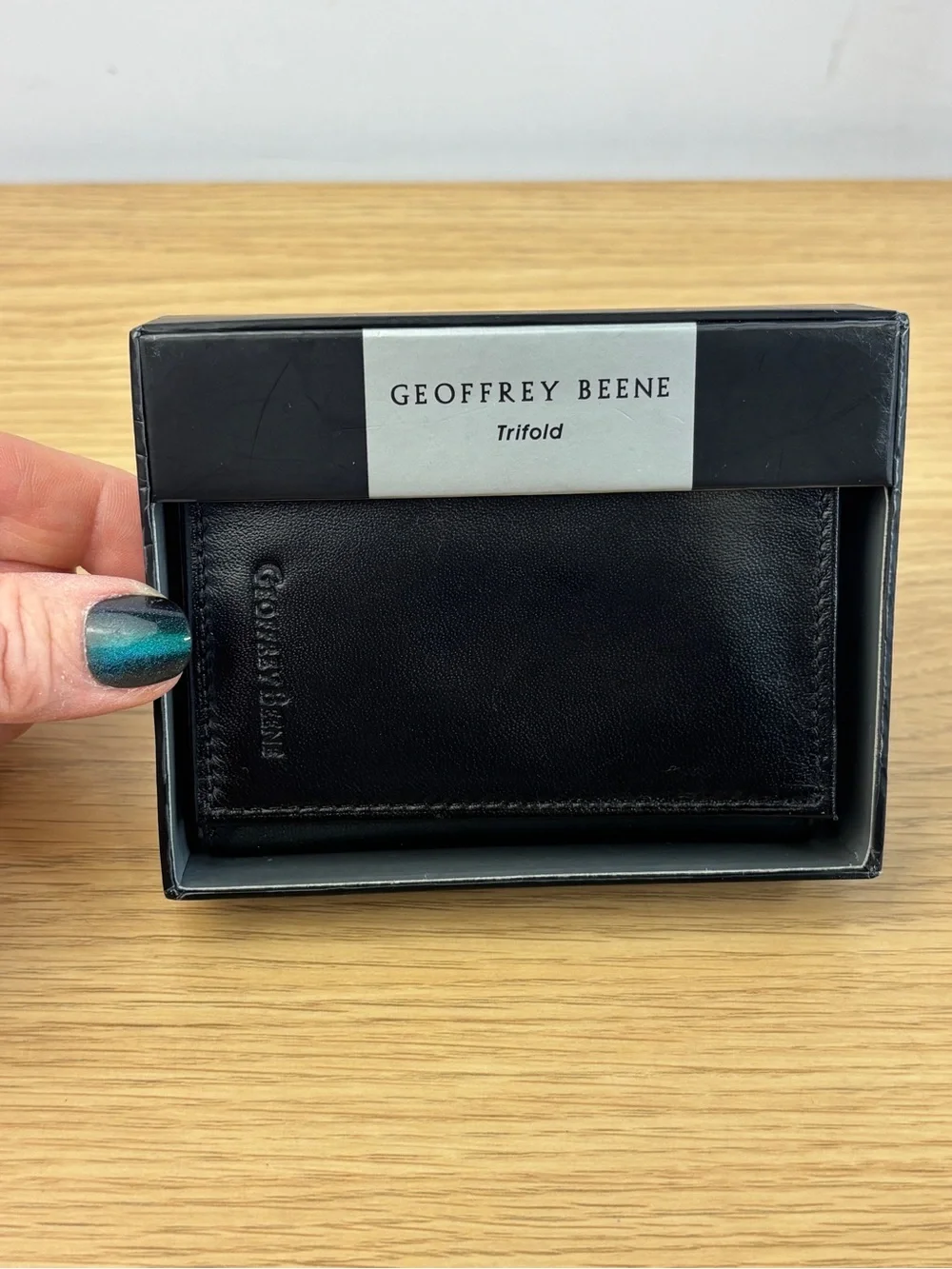 Geoffrey Beene Men's Black Trifold Soft Leather Wallet NEW!